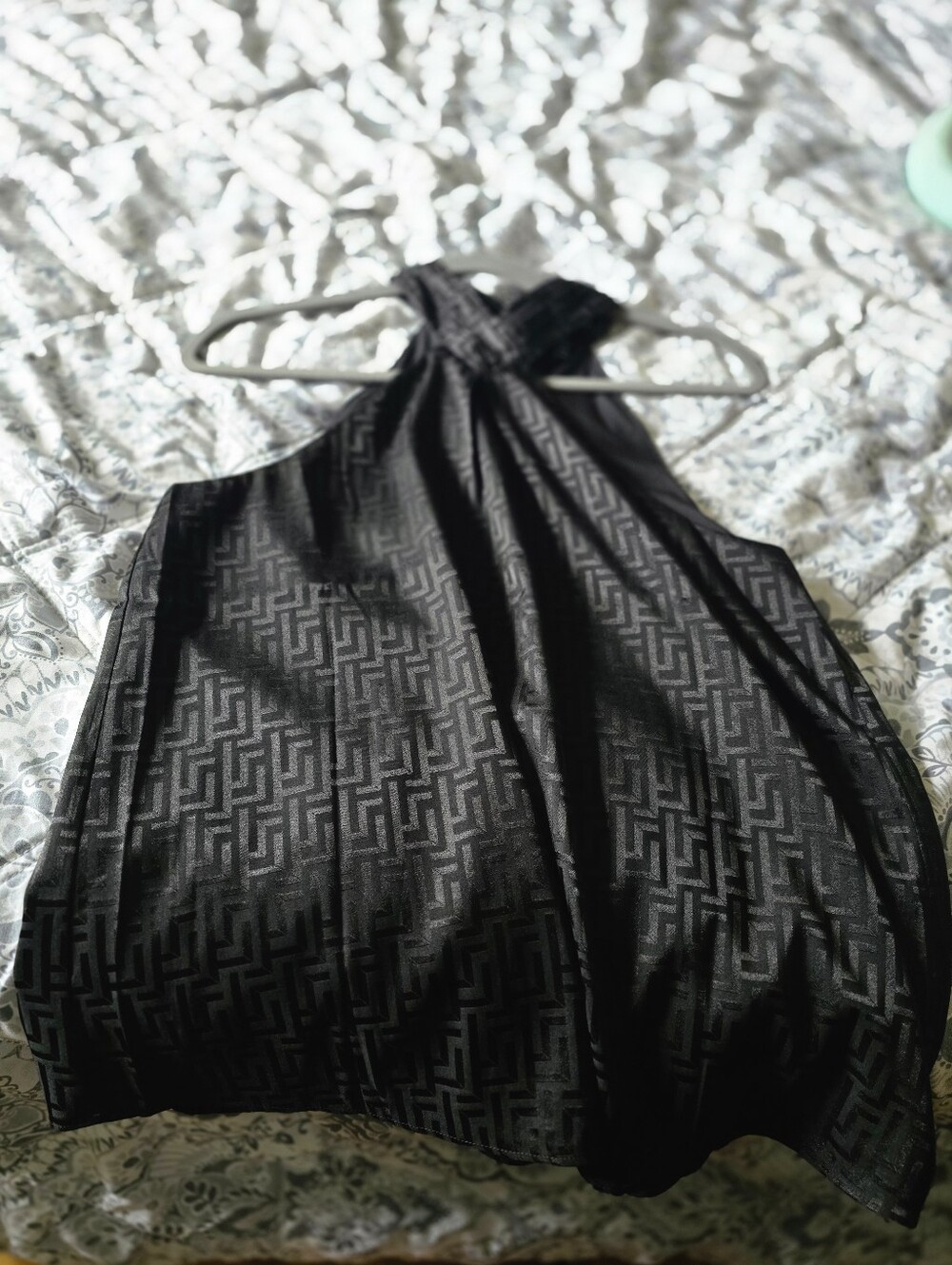 Express Black Sleeveless Top with Halter Detail
